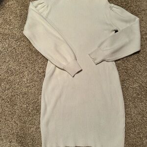 Elegant Cream Ribbed Knit Dress